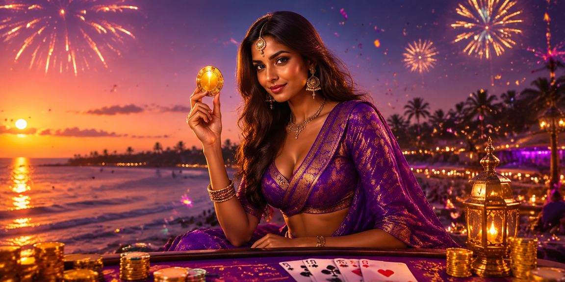 Goa beach with players enjoying online rummy